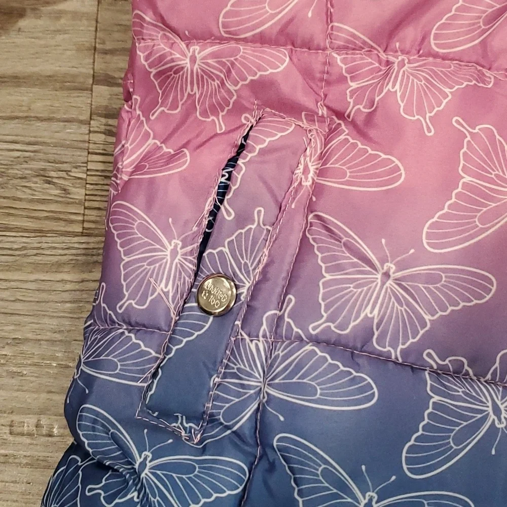 Limited Too Lilac & Pink Ombré Butterfly Puffer Coat Size 5/6